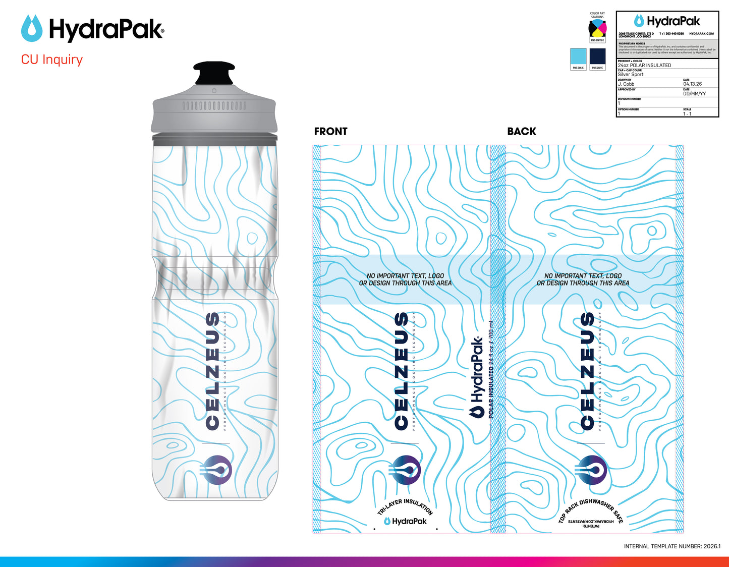 CELZEUS Polar Bottle — 24oz Insulated Water Bottle